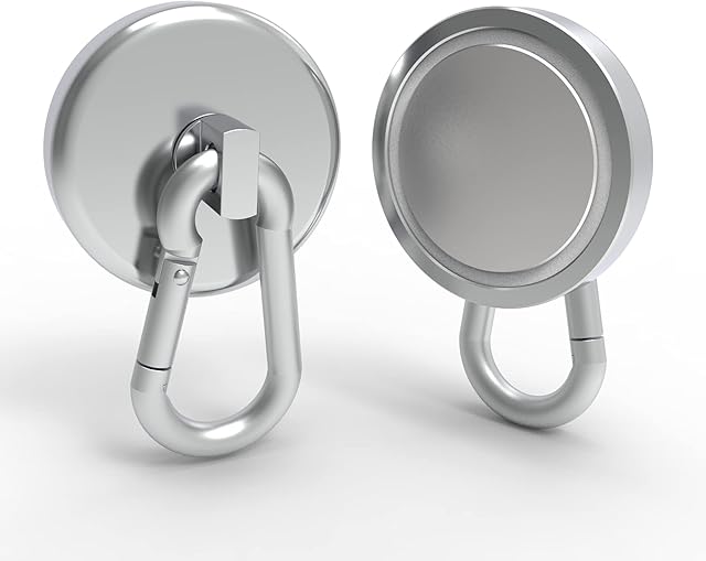 THCMAG Magnetic Hooks Carabiner - 140LBS Magnet Hooks Heavy Duty Neodymium Rare Earth Magnet with Swivel Carabiner Snap Hook for Indoor Outdoor Hanging Bagnet Grill Kitchen Purse Warehouse Office