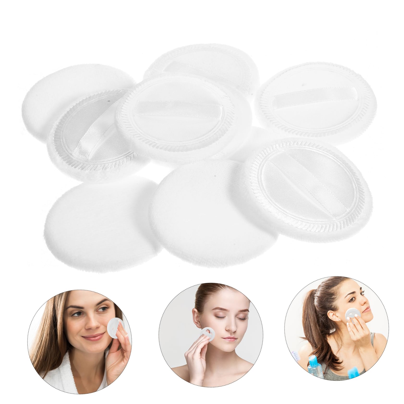 VICASKY 10pcs Powder Puff Loose Applicator Body Powder for Women Talcum Makeup Puff Fluffy Puff Makeup Pads Face Puff Makeup Foundation Puff Make up Puff Power Puff Pure Cotton White