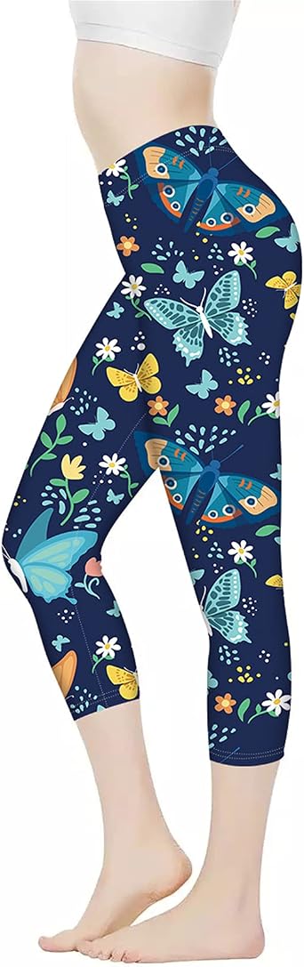 Belidome Women Yoga Leggings Capri Pants High Waist Tummy Control Stretch Trousers for Workout Sports