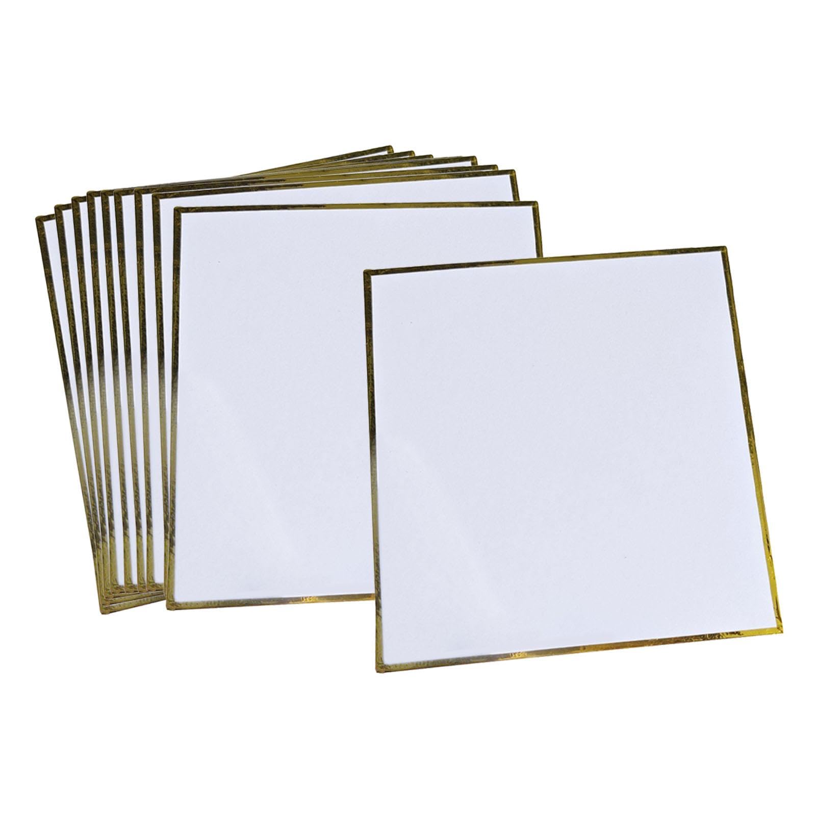 10 Pezzi Tavolette Shikishi Cartoncini Firma Artista Autografi Calligrafia Bordi Oro Carta Washi Adatti per Fiere Anime Collezionismo Cosplay Eventi, 15x21 Centimetri