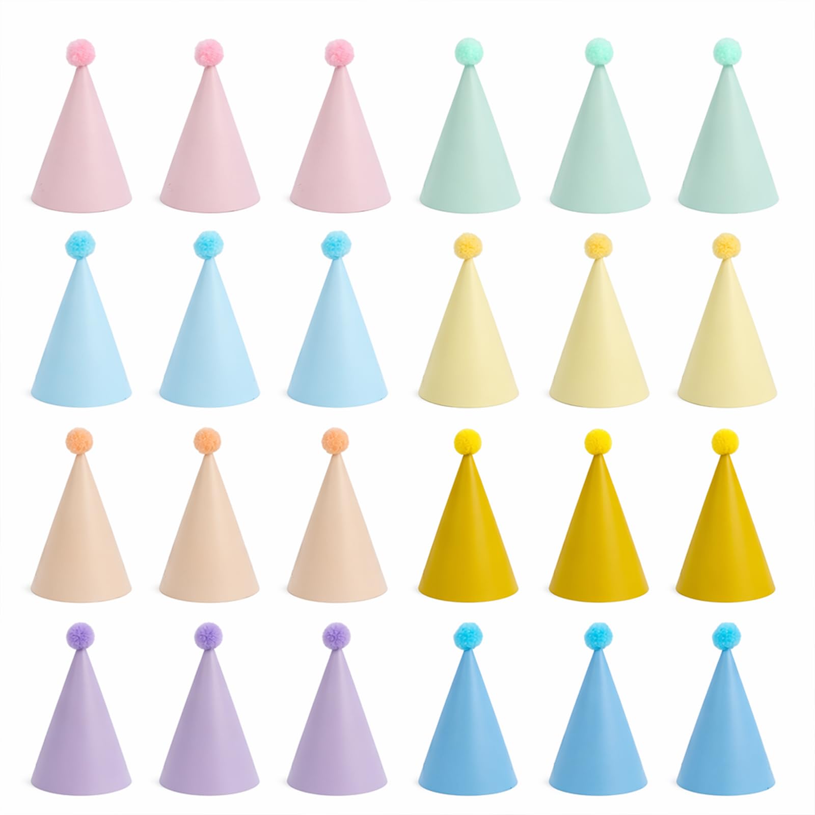 Cuixia Cone Birthday Party Hats for Adults, Multicolor, 24 Pcs
