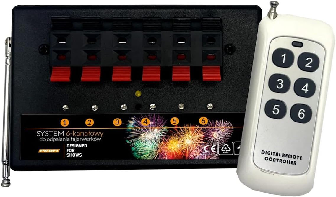 h2i Sistema di accensione per accenditori elettrici e bridge, dispositivo radiocomandato per fuochi d'artificio e pirotecnico, 4 e 6 canali