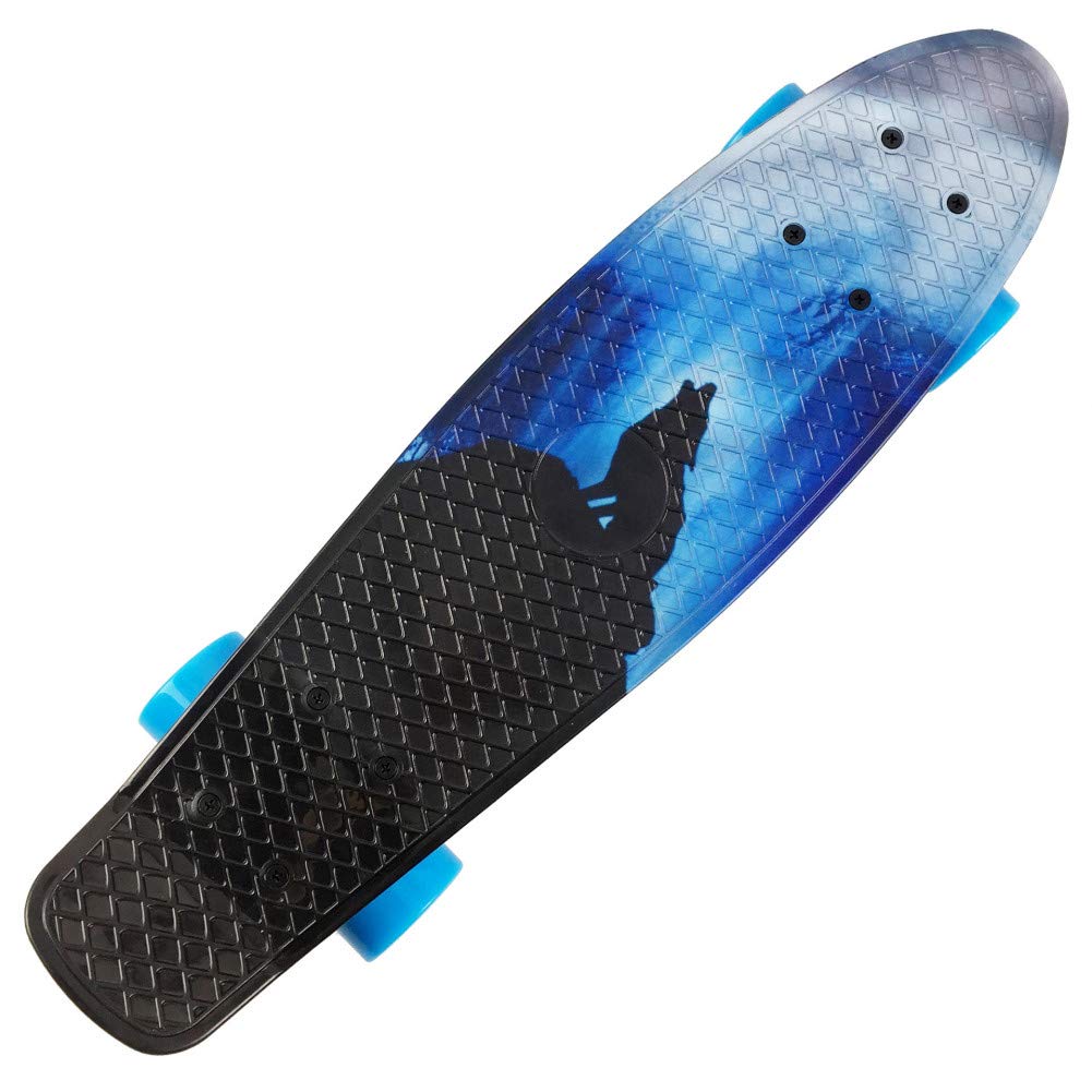 Life Mini Cruiser Retro Skateboard, 22 inch Cruiser Board Skateboards with LED Bearings, Retro Plastic Complete Skateboard for Boys and Girls