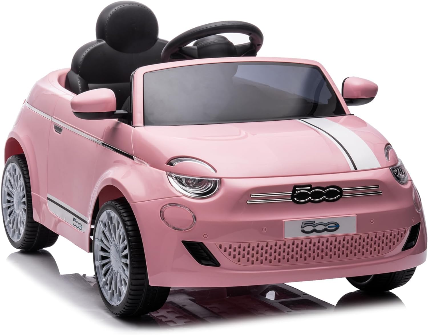 Best Ride On Cars Fiat 500 12v Battery DuoDrive KidPro Ride-On Car with Dual-Drive Mode, Manual and Remote Control, USB, Radio, Safety Belt, Kids' Electric Vehicles for Aged 3-6 Years Old, Pink