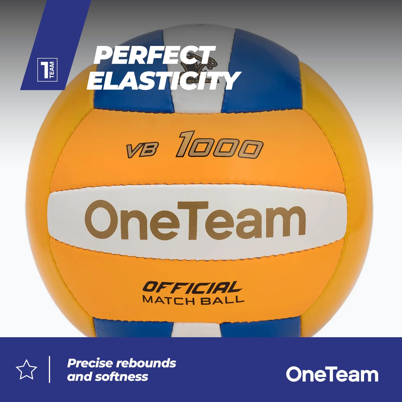OneTeam Piłka do siatkówki HS Volley Rozmiar 5 w Kolorze Niebieskim Teksturowa Powierzchnia PVC Mocny Chwyt i Przyczepność Solidna i Elastyczna Optymalna Lekkość Idelana do gry
