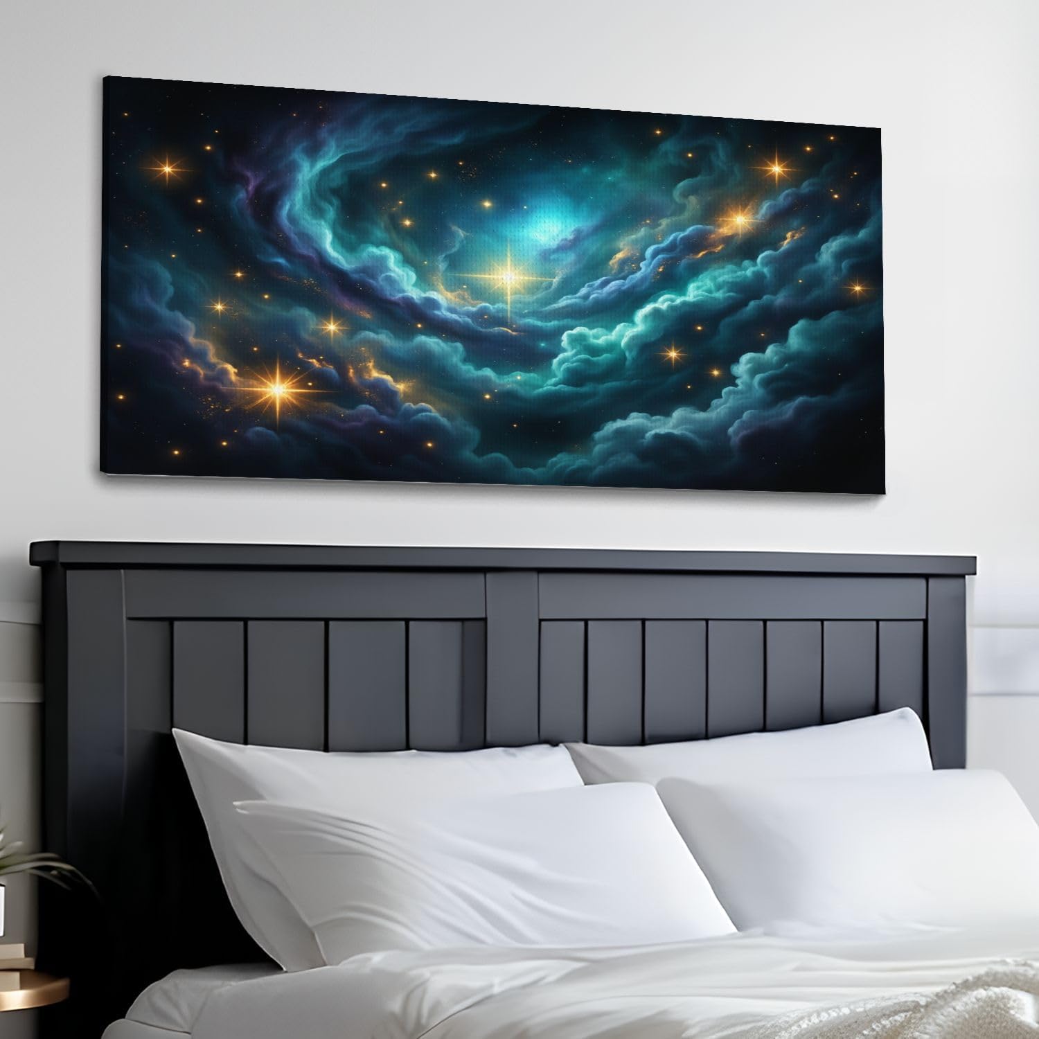 30"x 60" Canvas Wall Art Cosmic Cloudscape Stars Nebula Deep Space Milky Way Framed Pictures Painting Prints Large Wall Art for Living Room Bedroom Abstract Home Wall Decor Artwork