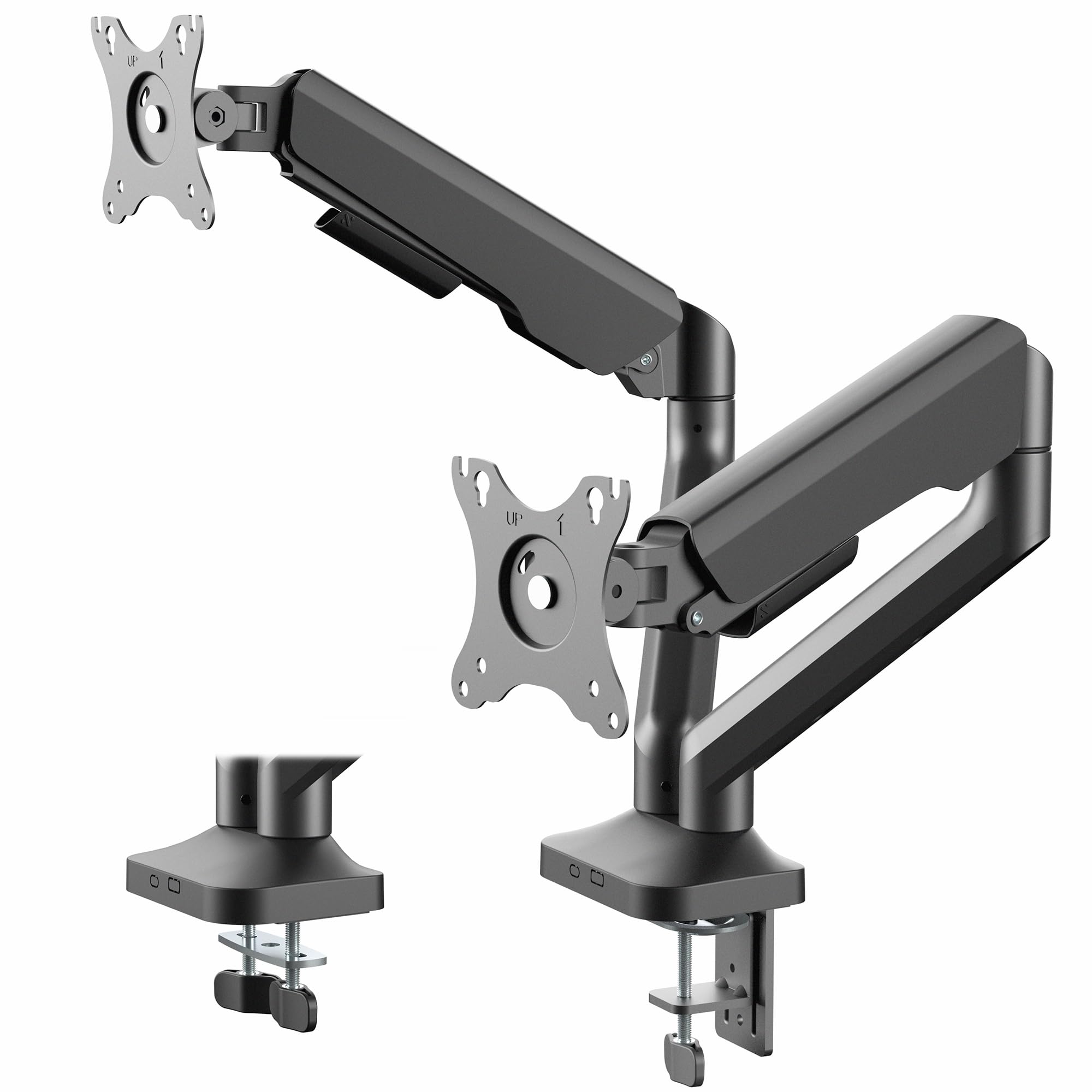 VIVO Dual Pneumatic Arm Ultra-Wide Monitor Mount for up to 35 inch Screens, Holds 26.4 lbs per Arm, Desk Mount Monitor Stand for 2 Ultrawides, Black,