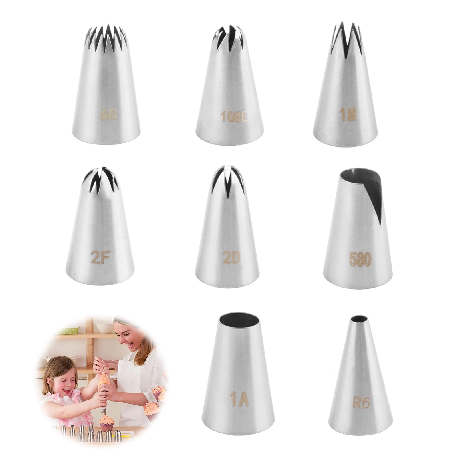 10-teiliges Spritztüllen Set Edelstahl - Professionelle Backdüsen Für Kekse & Kuchen