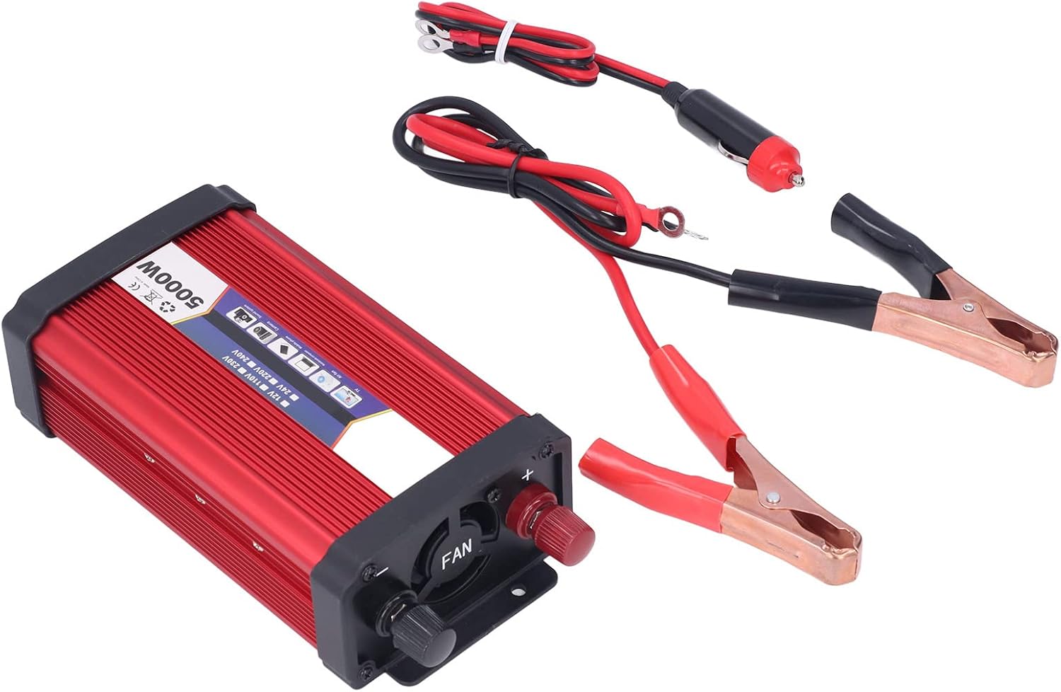 Car Power Inverter 12V to 110V with USB Charger Modified Sine Wave Independent Switch Silent Cooling Fan 5000W