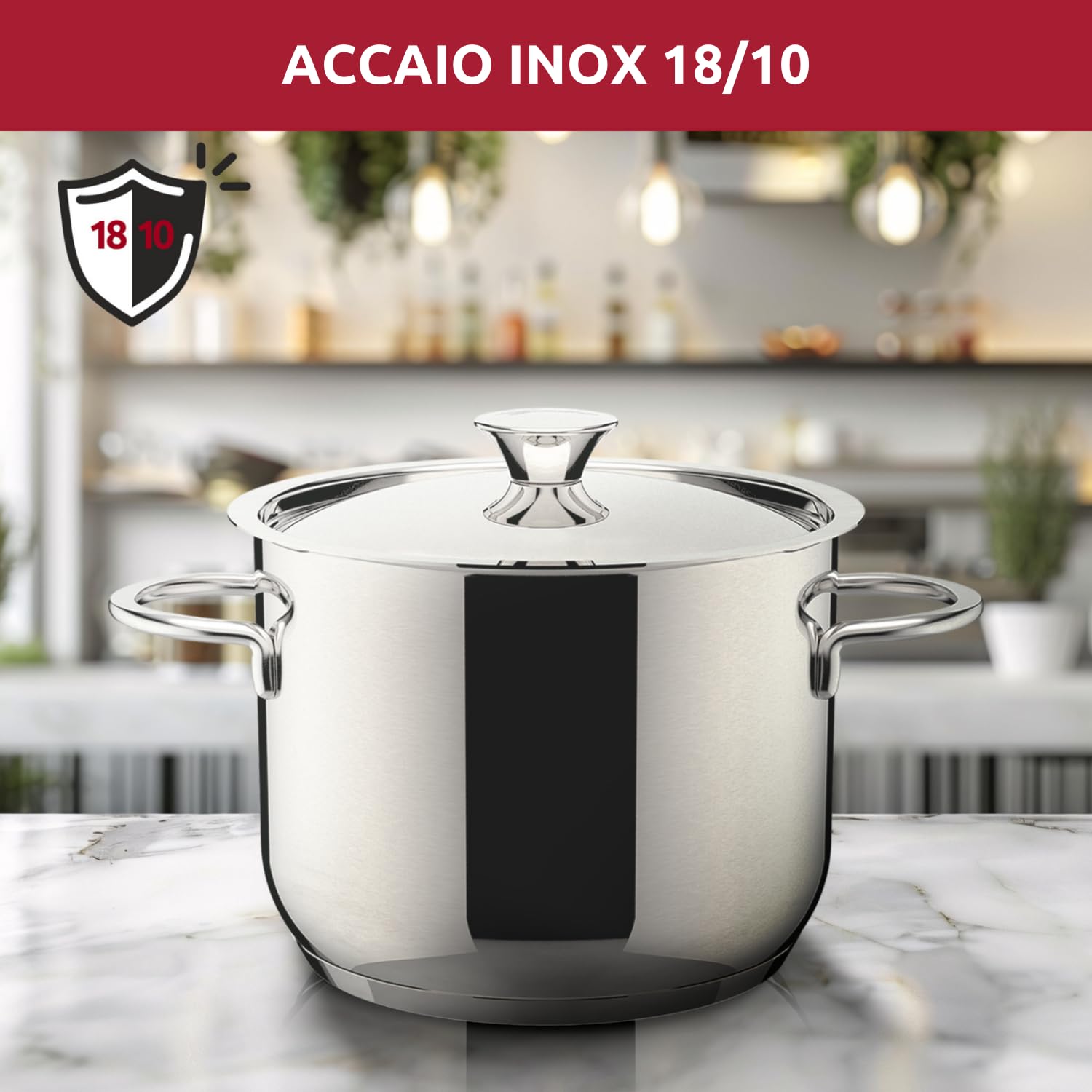 Lagostina Deliziosa Set di Pentole Induzione, Gas e Forno in Acciaio Inox 18/10, 6 Pezzi, Fondo Lagoseal Plus, Batteria di Pentole con 2 Casseruole Fonde, Casseruola Bassa, Pentola, 2 Coperchi