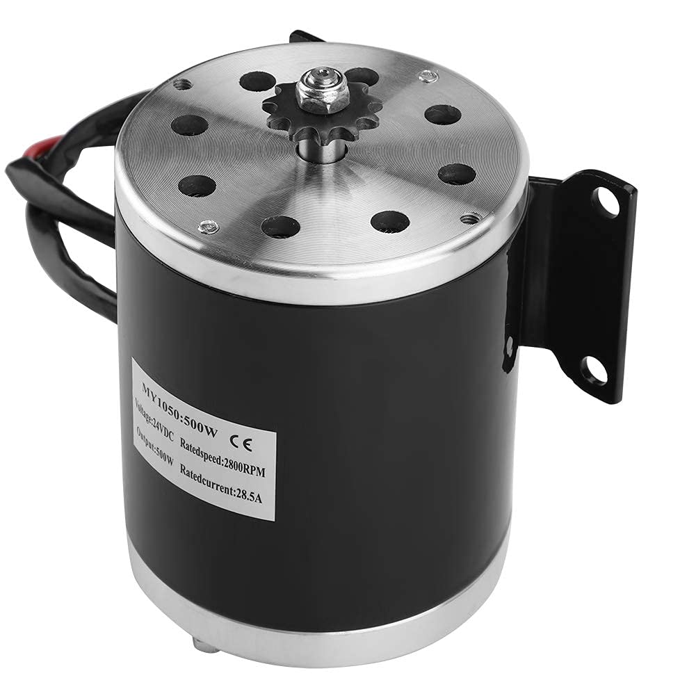 Motore DC a Magneti Permanenti 500W 24V, Motoriduttore Elettrico Reversibile Silenzioso con Staffa per Generatore Fai-da-Te Alta Velocità
