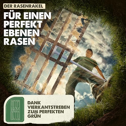 GARLINGO Rasenrakel | 75 x 35 cm | inkl. 1,7m Metall STIEL | Rasen Rakel zum Rasen sanden Rasensand nivellieren Aerifizierer Lawn Leveling rake