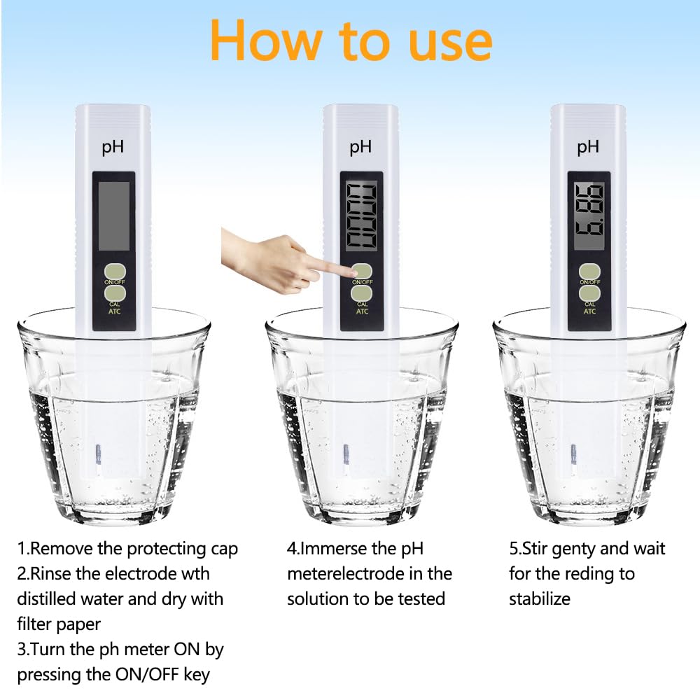 Medidor de pH Digital 0-14 para Agua, Piscina, Acuario, Hidroponía