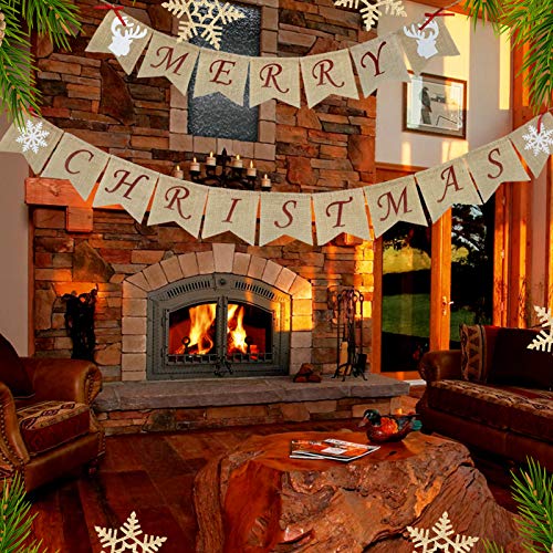 Eastdall Decoração De Natal Costurada À Mão,Banner Feliz Natal Decoração de Natal Decorações de Nata