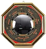 T2C Bagua Luo Board Convex Mirror Back Gold Chinese feng Shui Entrance Mirror Goods for Powerful Luck & Success (6.7inch)