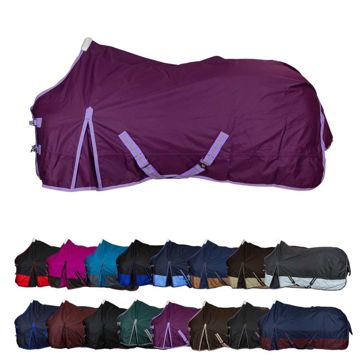 RL24 - Weidedecke 600D Basicline – Lila 125cm (Nylonfutter) | Regendecke & Übergangsdecke – Wind- & wasserdichte Outdoordecke mit Innenfutter & Kreuzbegurtung – Pferdedecke