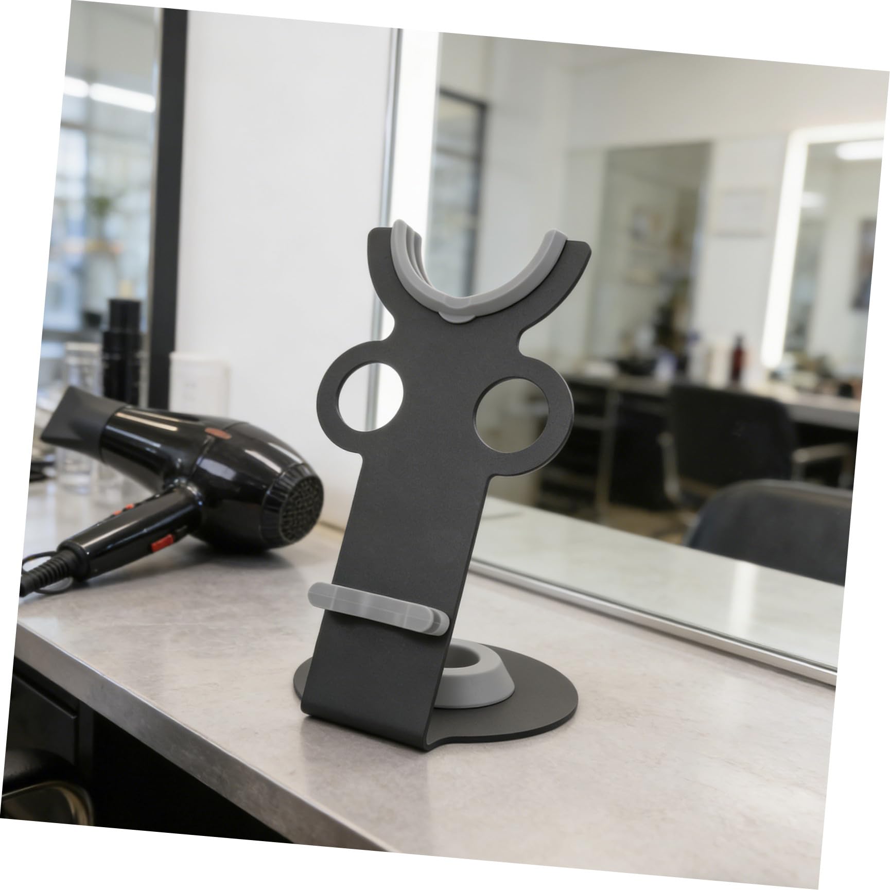 Beaupretty Soporte para Secador de Pelo, Soporte Vertical para Secador de Pelo de Escritorio, Metal y Plástico, Negro, para Peluquería y Hogar, Organizador de Herramientas de Peinado