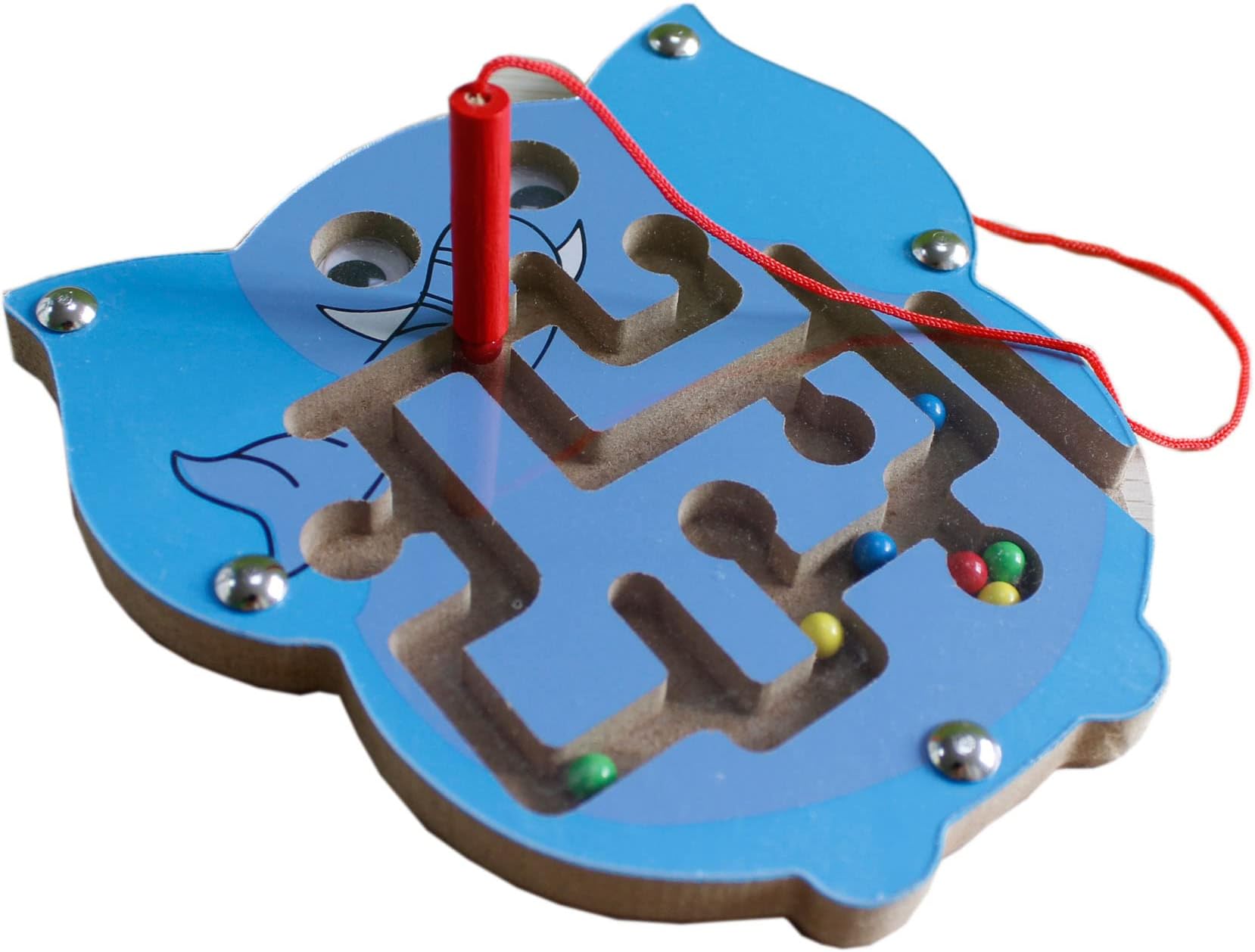 OostifunGobus Wooden Elephant Beads Maze Pen Driving Maze Puzzle Educational Board Game Interactive Maze Toys