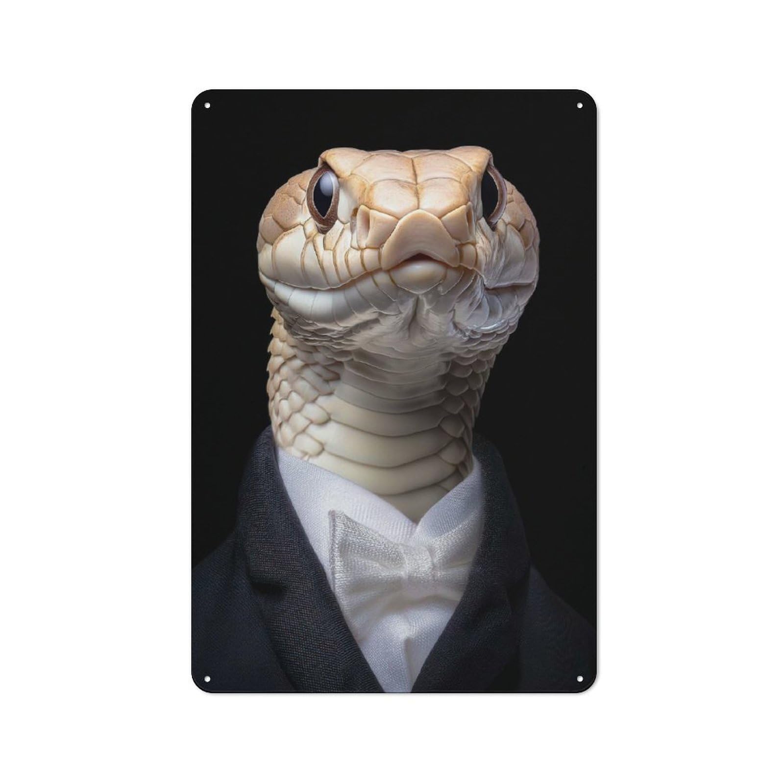 Junmoney Snake In A Suit Printed Metal Sign 30X20cm For Guest Room Or Hallway, Suited To Home Decor Collectors