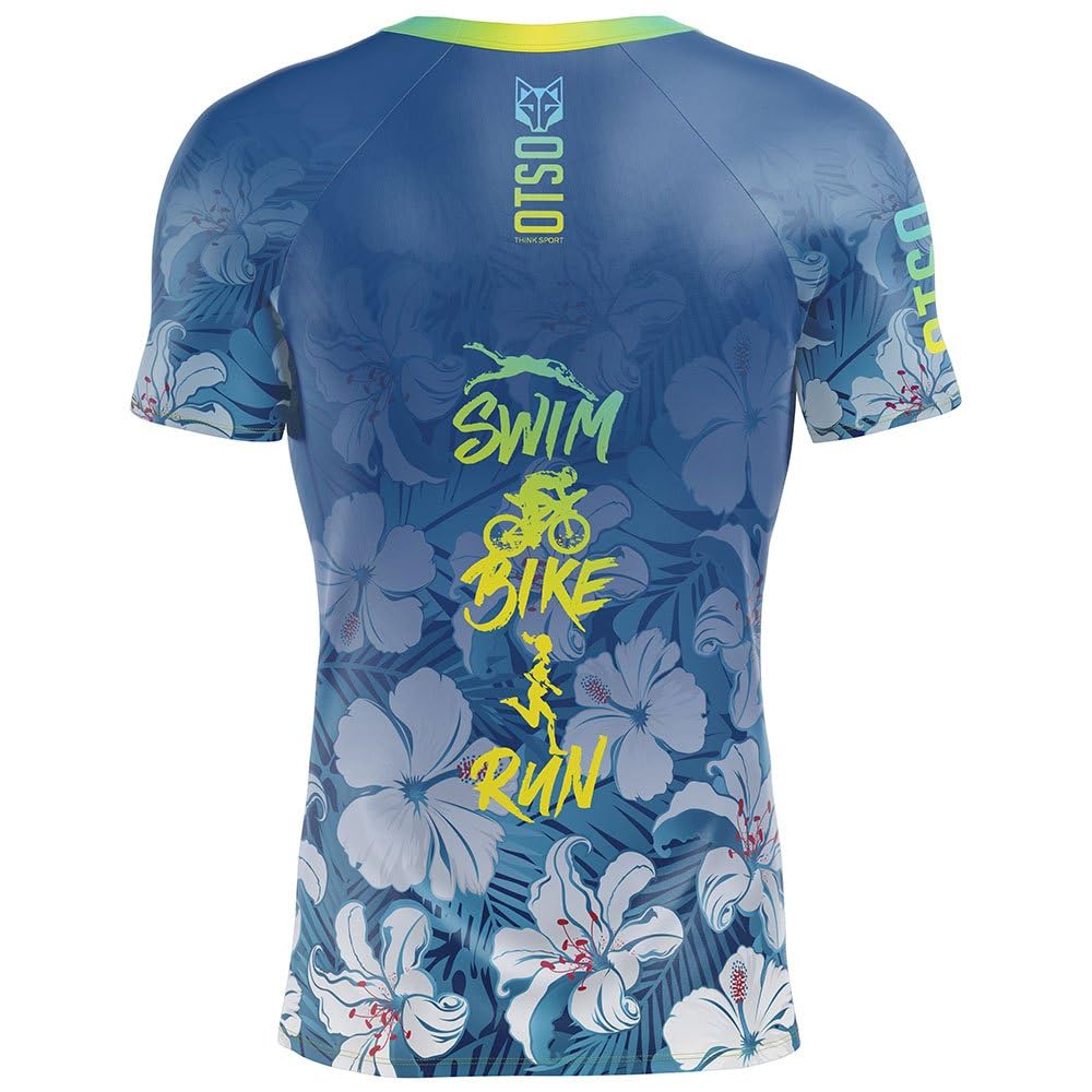 OTSO THINK SPORT Camiseta Running Hombre Swim Bike Run Flower