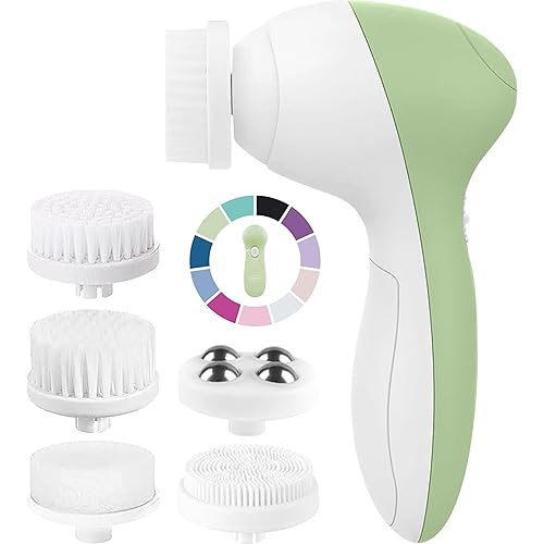 Face Scrubber | Facial Cleansing Brush Exfoliator Skin Care Products Beauty Products Powered Electric Wash Exfoliating Spin Cleanser Cleaning Scrub Including 7 Heads (Jade)
