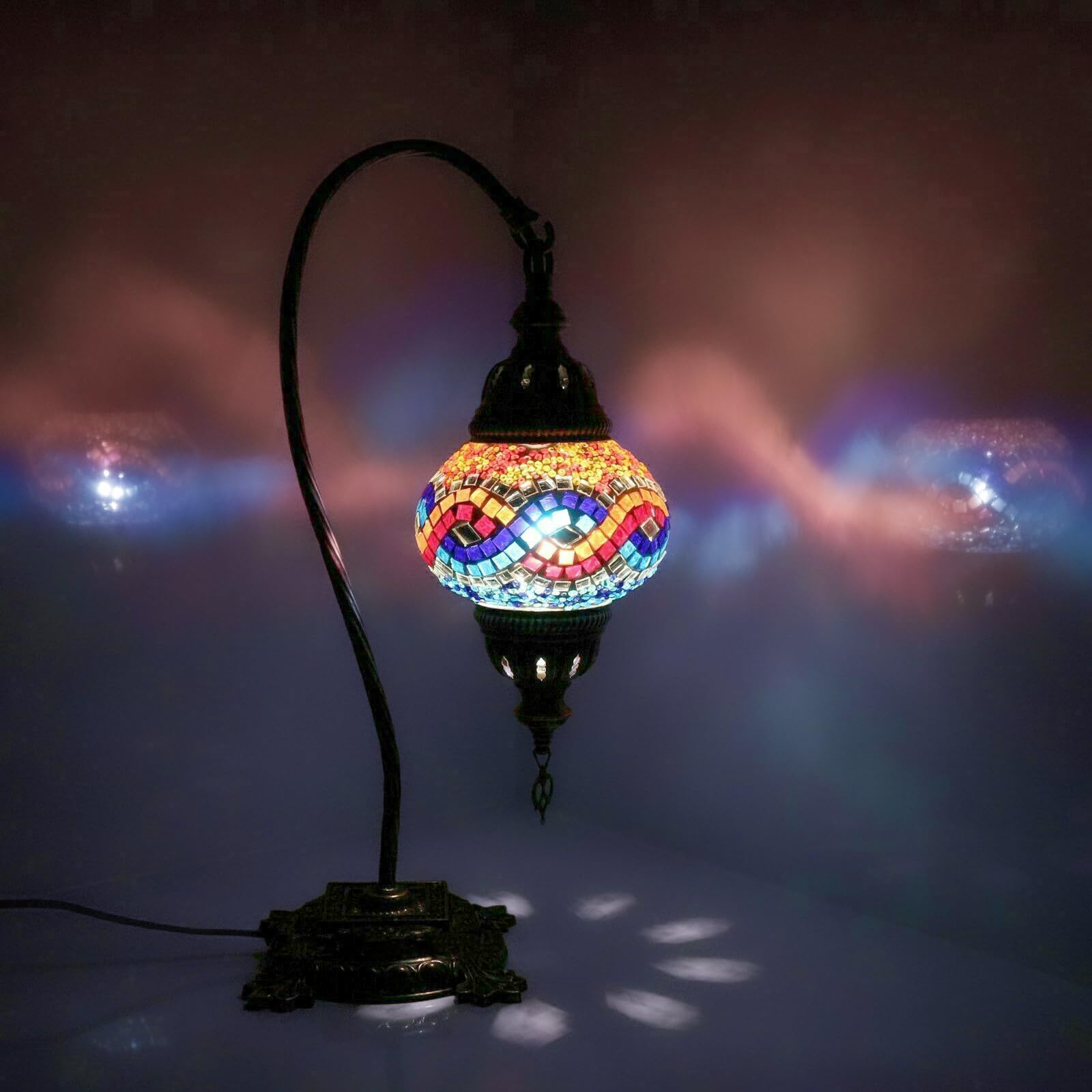 Lampe Suspendue Mosaïque Turque Marocaine - Multicolore, Verre Et Laiton - Neuf Avec Garantie
