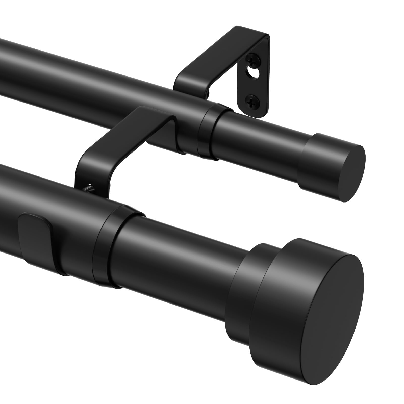 Bastone per tende a 2 binari, nero, 76-325 cm, diametro 25 mm
