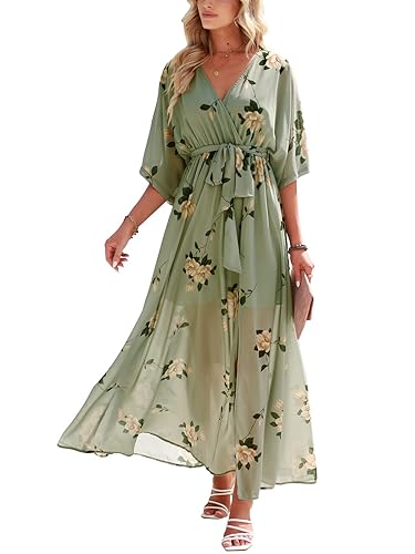 ANRABESS Womens 1/2 Sleeve Beach Wedding Guest Maxi Dresses 2025