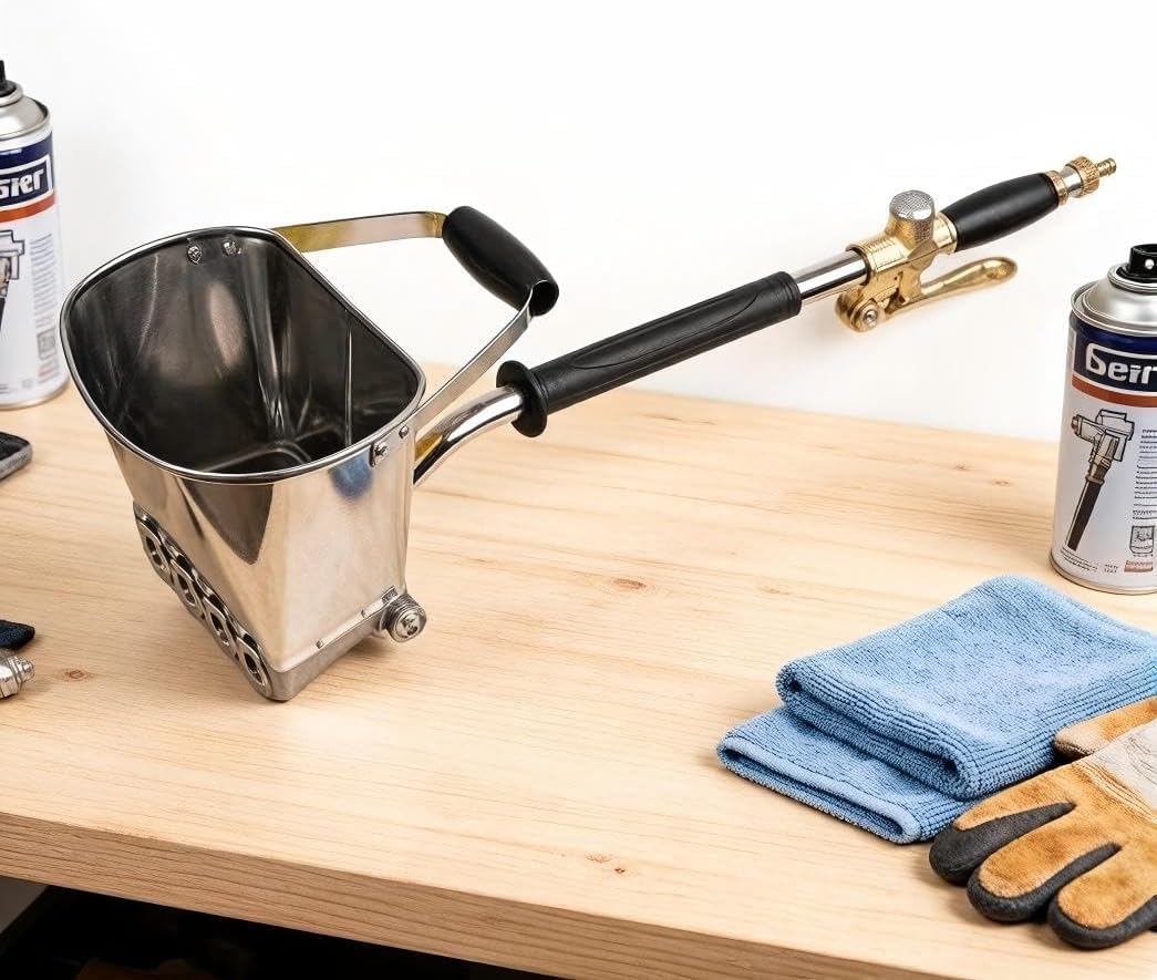 Pistola a spruzzo per cemento, spruzzatore pneumatico per malta, pistola portatile per stucco con ugello regolabile, design a 4 getti per un'applicazione efficace del calcestruzzo