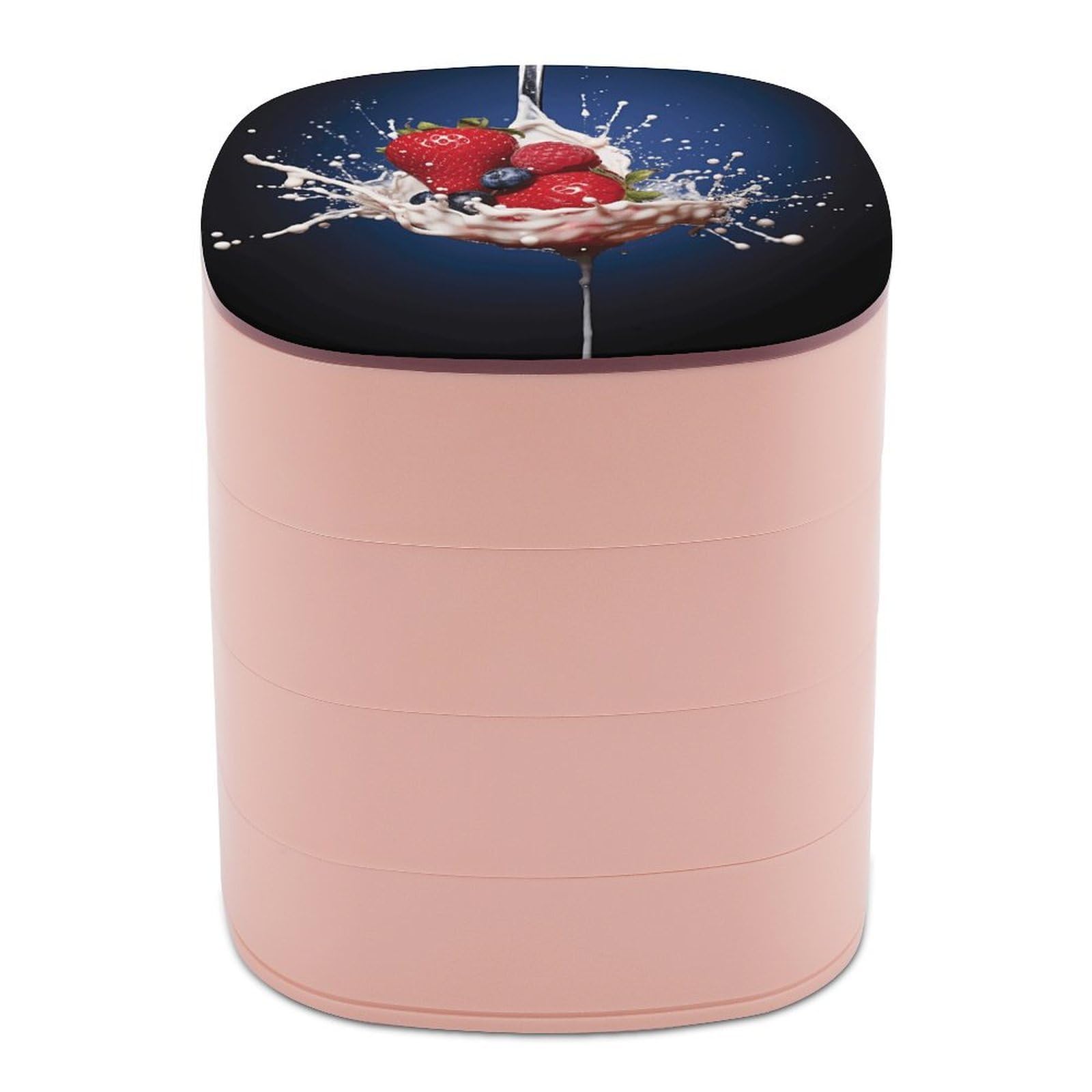 JTREHY Fruit in Spoon Jewelry Box 4-Layer Covered Rotating Jewelry Storage Box Large Capacity Storage Boxes Portable Jewelry Case for Bracelets Earrings Necklace