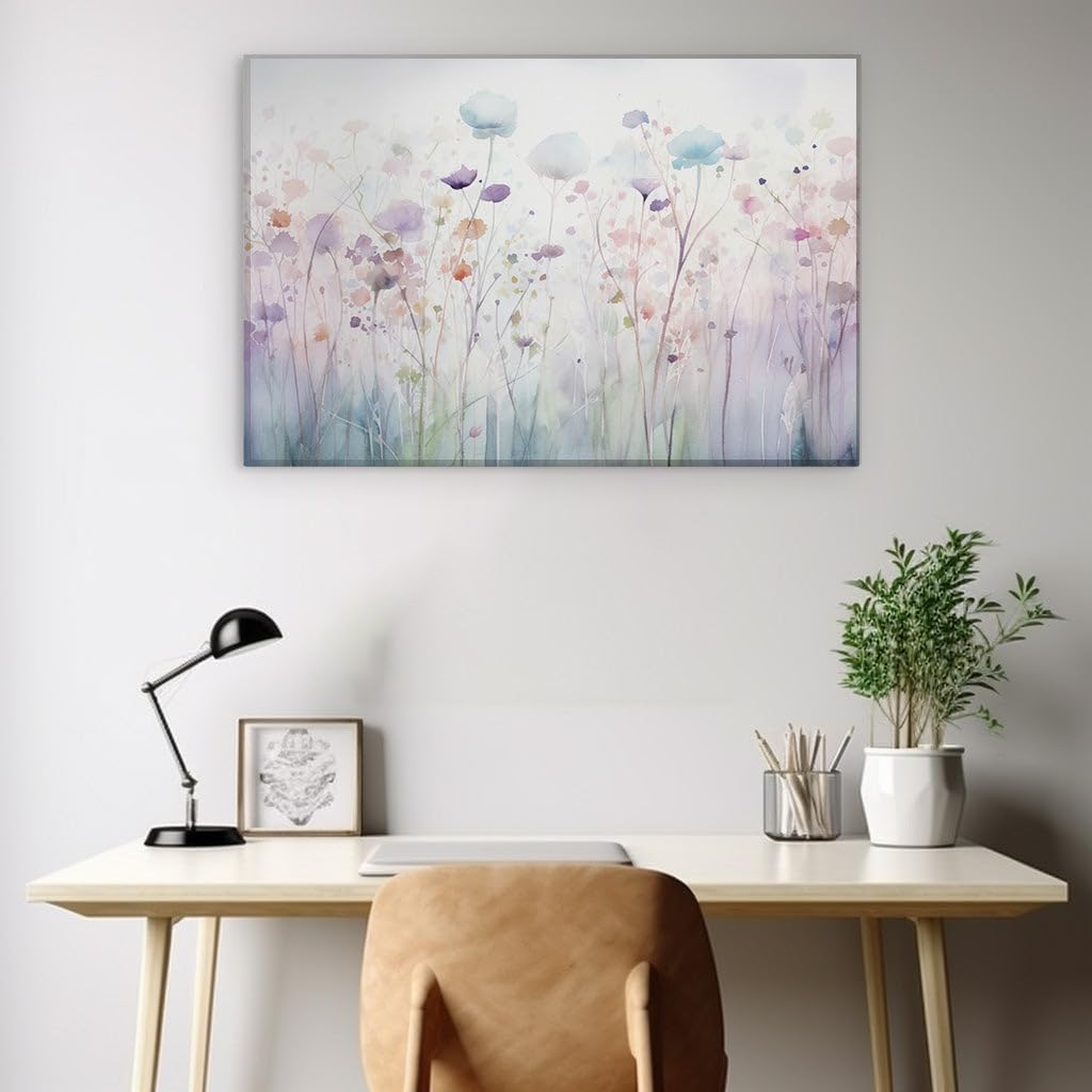 Canvas for Living room. Whispers of Spring: A Dreamy Pastel Vision of Blossoms Unfurling, 27 x 18 inch Canvas Wall Art - Contemporary Masterpieces - Inspirational Office Decor - 69x46 cm (27x18 inch)
