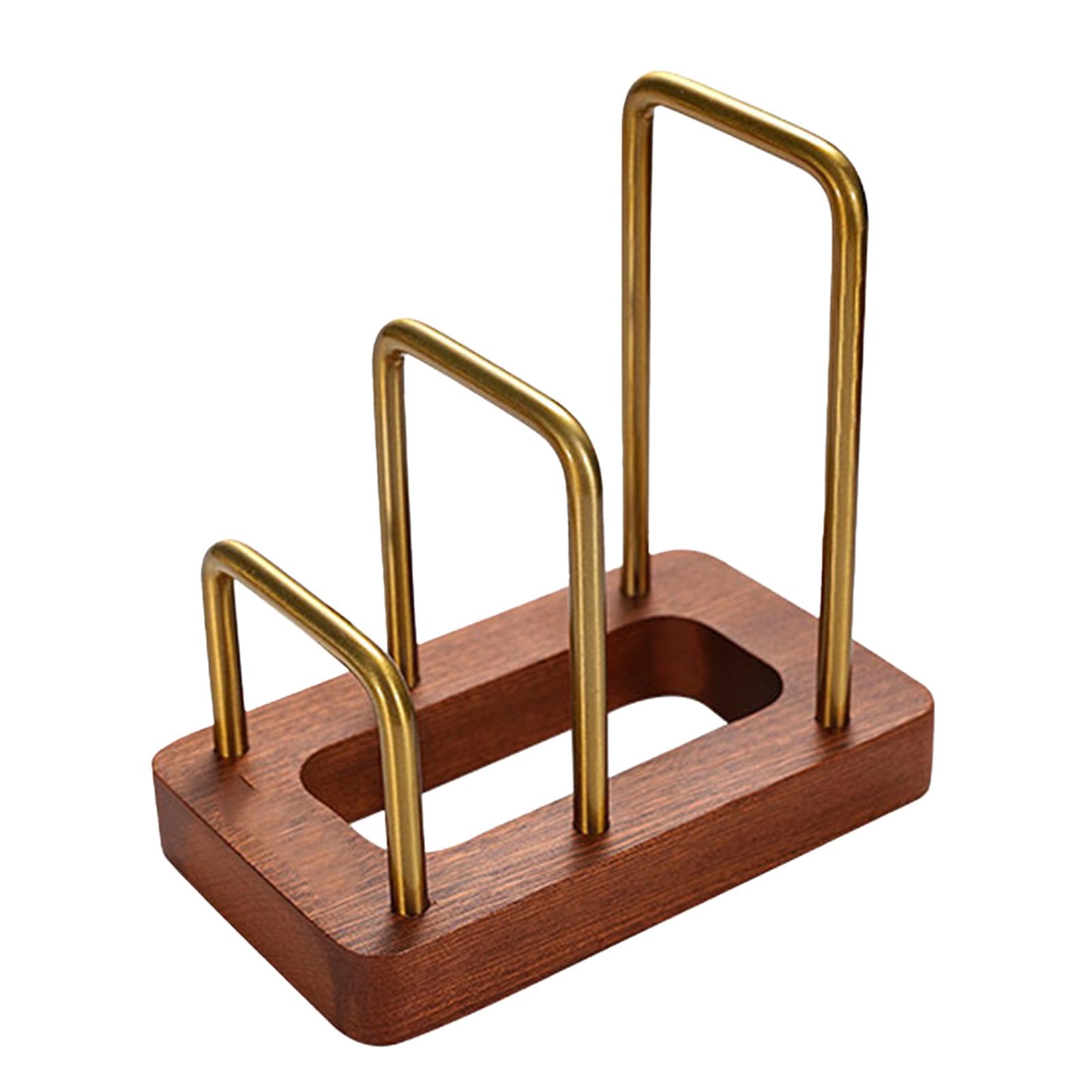 Qtfye Multicolor Chopping Board Rack - Wood & Stainless Steel Cutting Board Rack | Chopping Board Holder | 16.6X10cm Chopping Board Stand | Kitchen Countertop Organiser Rack For Cutting Board. Plates, Trays, Pans