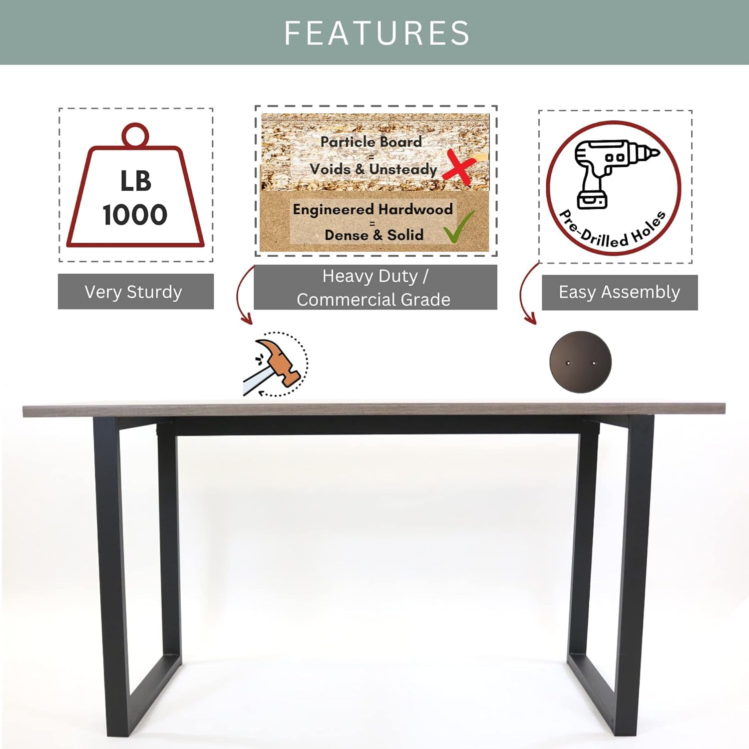 UrbanHaus Astor Home Office Desk (29.5 x 48 x 24)