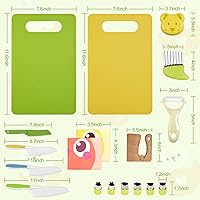 Vista 2 de 18 Pieces Montessori Kitchen Tools Cookware Baking Toy for Toddlers Kids, Toddler Safe Knife Set for Real Cooking, w/ Cutting Boards, Crinkle