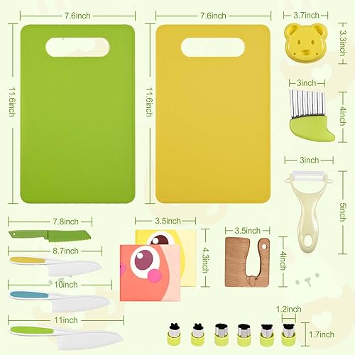 Miniatura 2 de 18 piezas Montessori utensilios de cocina utensilios de cocina para hornear para niños pequeños, juego de cuchillos seguros para niños pequeños para