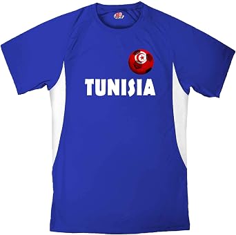 Custom Tunisia Soccer Ball 1 Jersey Youth Small in Royal Blue and White