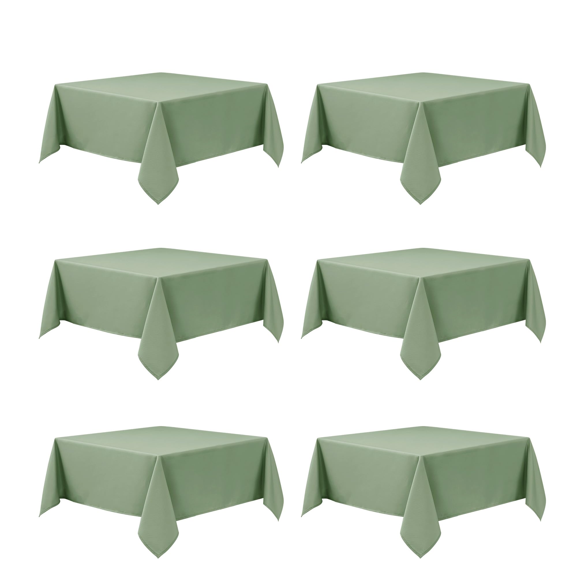 6-Pack Sage Green Tablecloths for Square Tables, 70 x 70 Inches