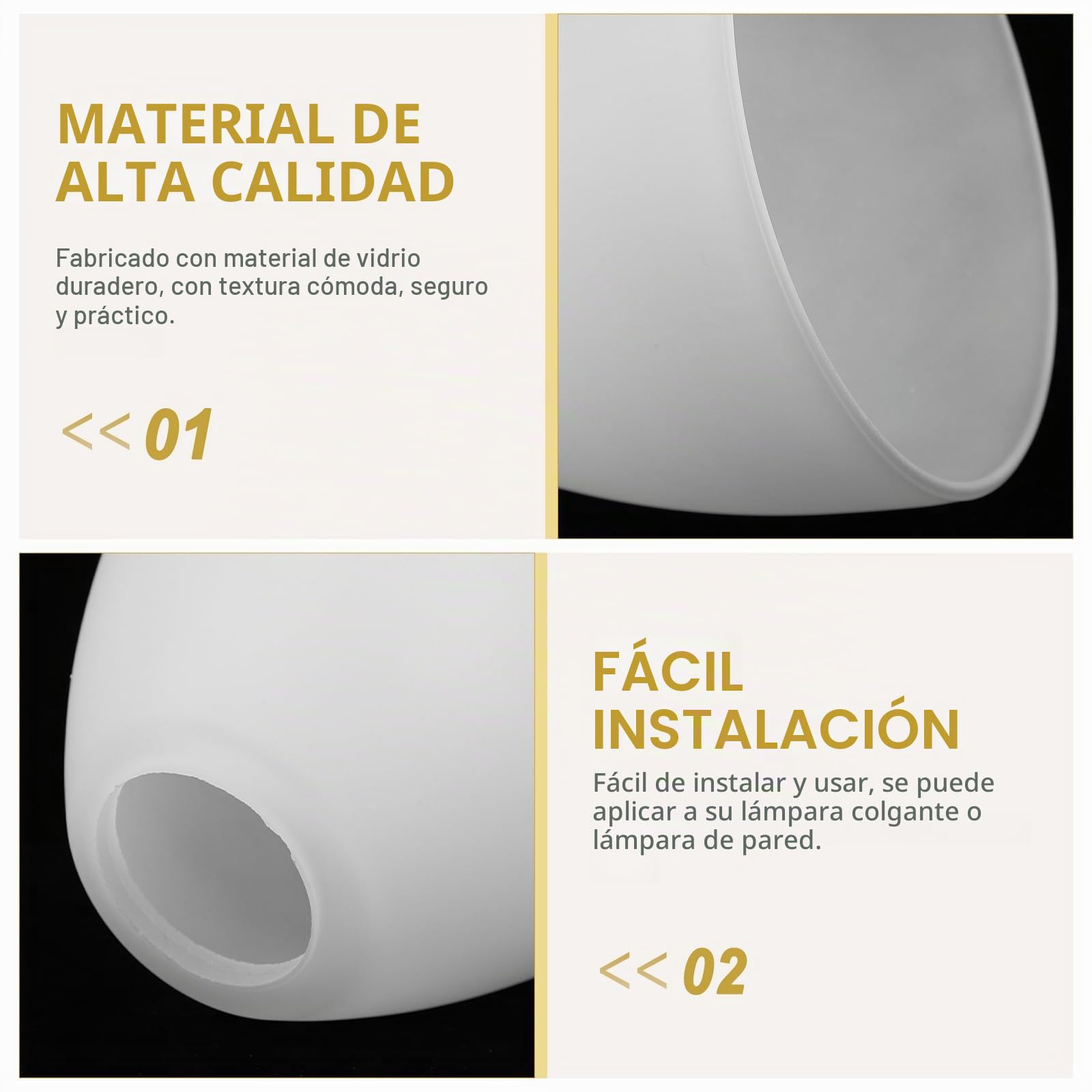 Baluue Pantalla de cristal para lámpara de techo de cristal de repuesto E27, mate para decoración del hogar o hotel, 14,5 x 13,5 cm
