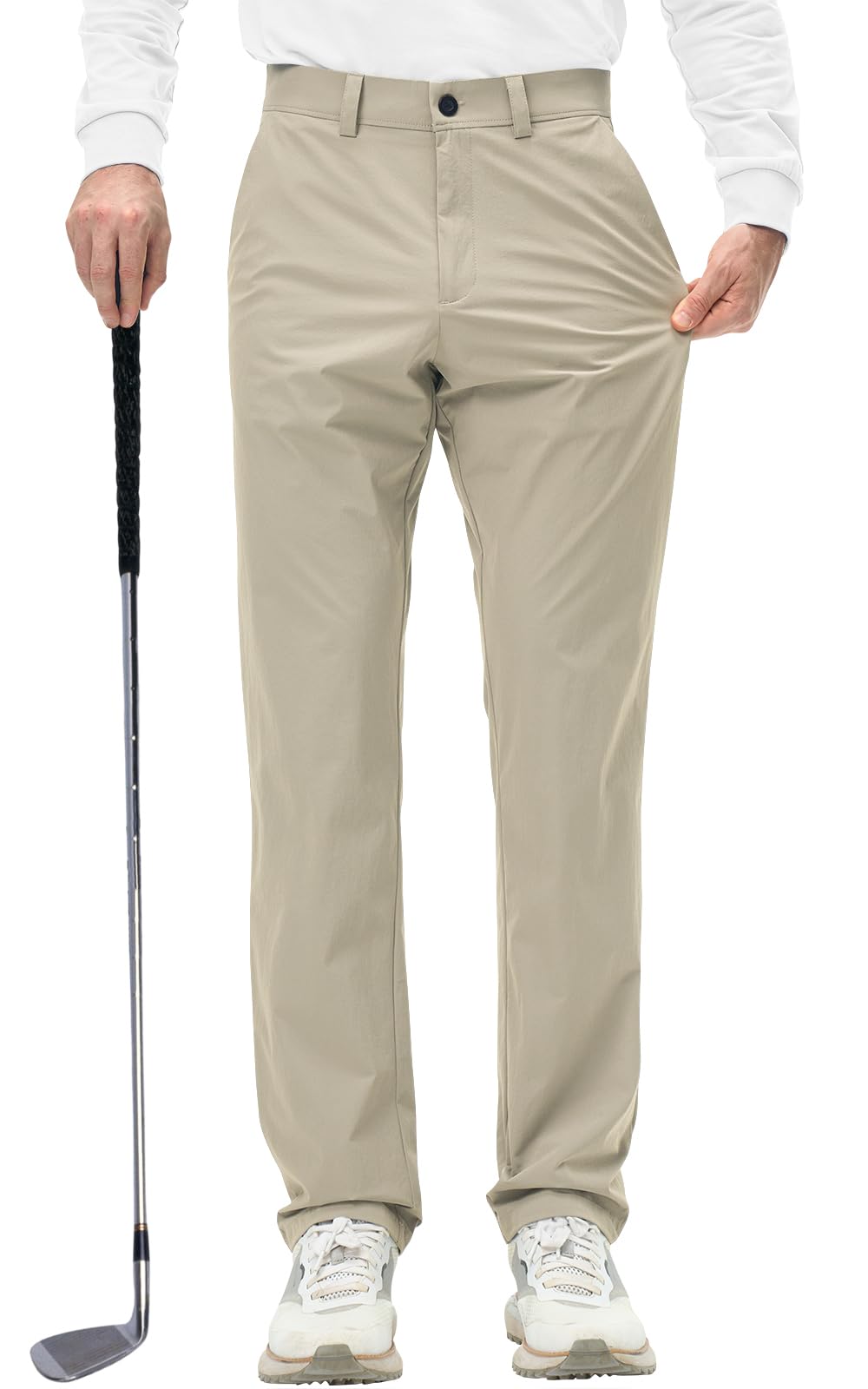 Surenow Mens Golf Pants Quick Dry Lightweight Slacks Stretch Work Casual Pants 30 32 34 Travel Trousers with