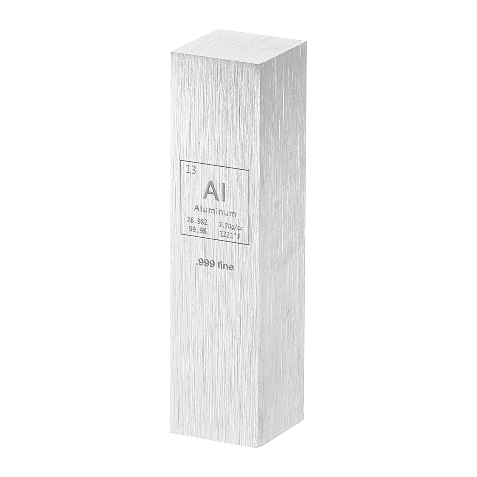 Aluminum Cube, 0.5x0.5x2 Al Density Stick High Density Element Rod Unique Metal Cube Periodic Table of Elements Collections Lab Experiment Teacher Scientific Classes