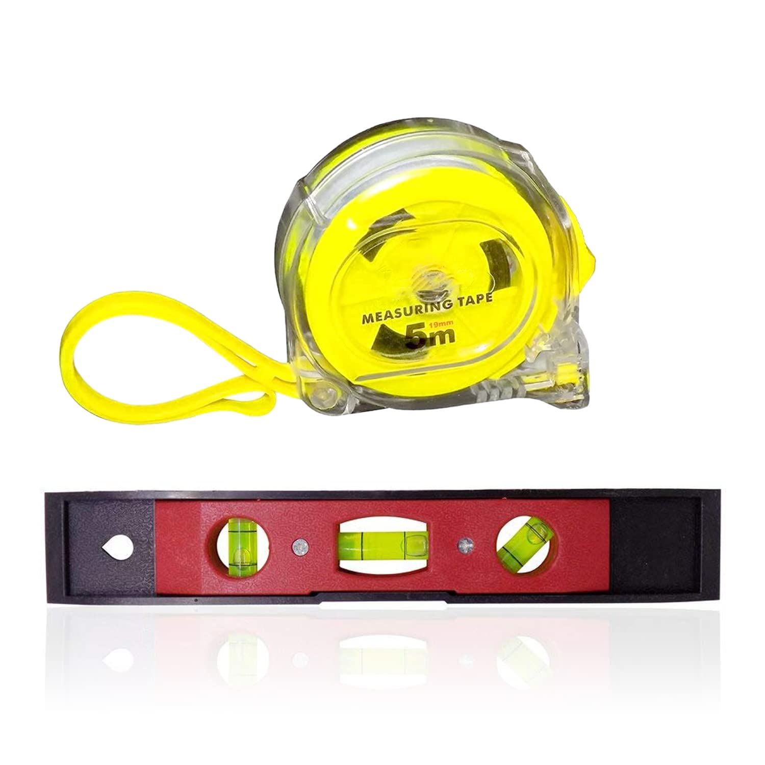 TruTool 3 Bubble Mini Pocket Portable Level Ruler Torpedo with Measuring Tape - Multicolor