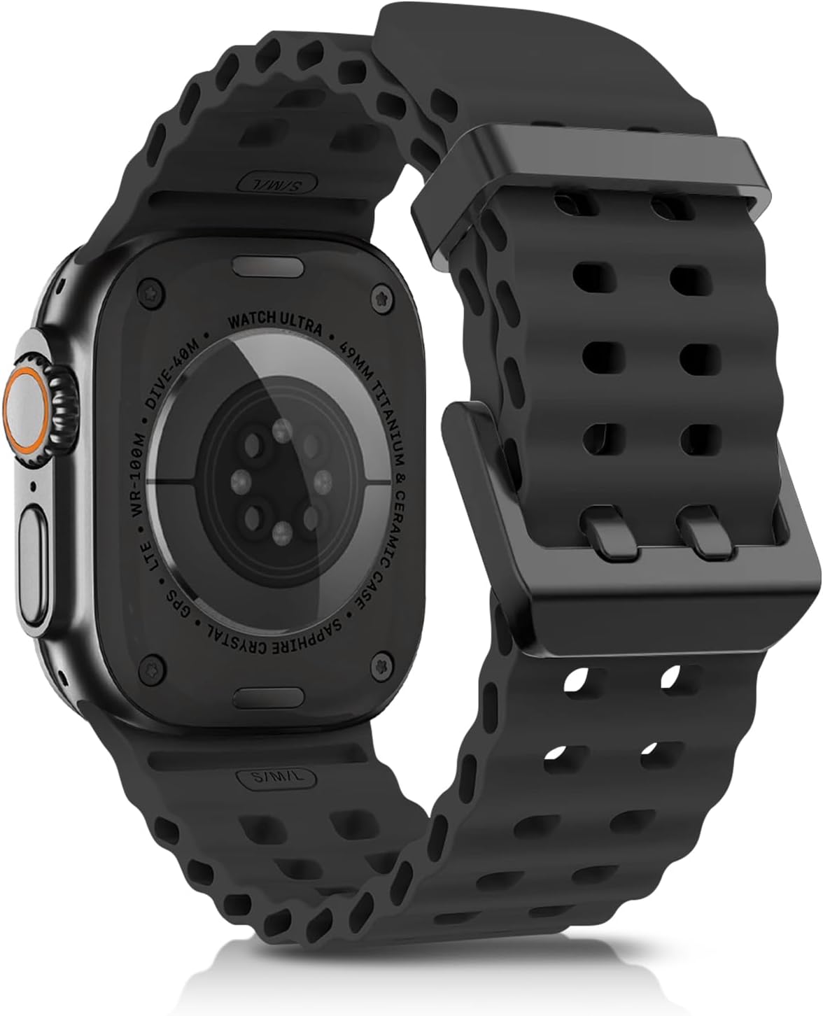 chinbersky Ocean Pasek do Apple Watch Ultra 2/ Ultra 49 mm, 46 mm, 45 mm, 44 mm, 42 mm, oddychający, sportowy, silikonowy pasek zamienny do iWatch SE Series 10, 9, 8, 7, 6, 5, 4, 3, 2, 1