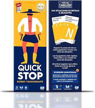 Quick Stop: Dynamic Board Game for Family and Friends - Toy Grand Prix 2024-Creativity and Speed - Entertainment Version of Stop Game