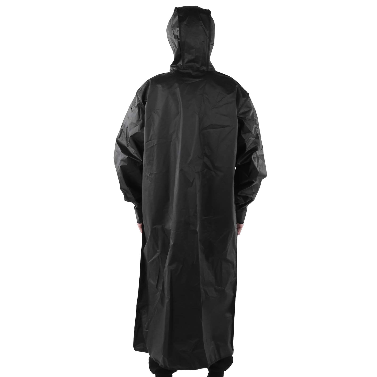 lyrlody Imperméable Long Réutilisable, Poncho de Pluie avec Capuche Manches Longues Vêtement Imperméable pour Adultes Vêtement de Pluie Veste de Pluie Longue à Capuche pour Hommes Femmes Noir(L)