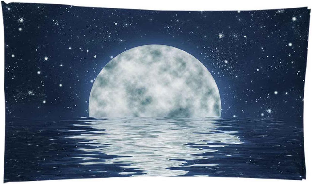 Serviette De Plage Lune Reflétée dans La Mer Serviette De Bain Enfant Adulte Drap De Plage Doux Microfibre Absorbant Idéal pour Voyage Plage Piscine Sport Drap De Plage 200 X 200 Cm -8Y3S+N7S