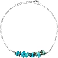 Vista 11 de TGH Pulsera de barra de chips naturales, cristal curativo, pulsera de cuentas crudas chapada en plata, cadena ajustable de 7 + 1 pulgada, regalo