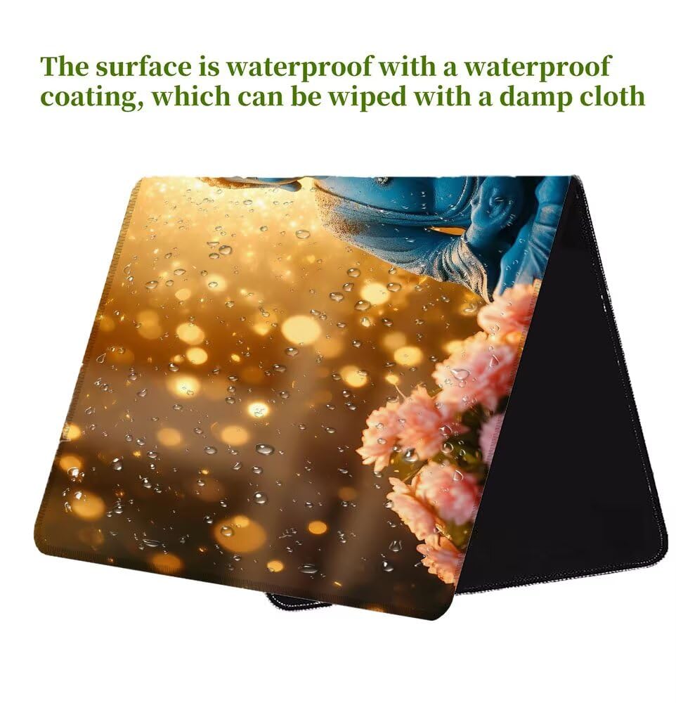 Alfombrilla Ratón, Alfombrilla Gaming Zen XXL 1200x600x3mm, Extendida Base de Antideslizante Caucho Mouse Pad Flor, Protector Escritorio con Bordes Cosidos, Mejora la precisión y la Velocidad N-4