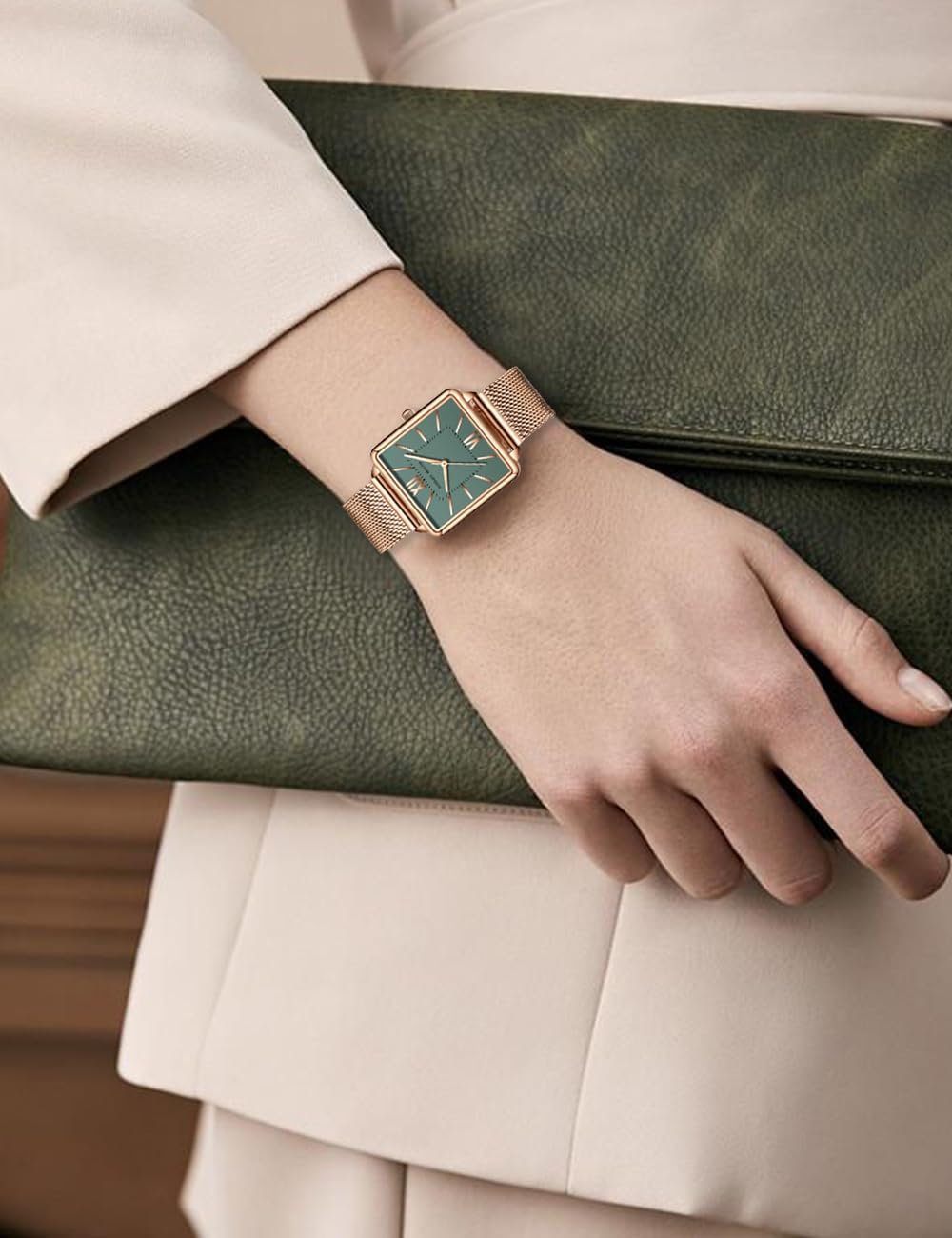 Gold Watches for Women Vintage Square Face Dainty Waterproof Quartz Watch Ladies Party Jewelry Bracelet with Stainless Steel Band - Image 5