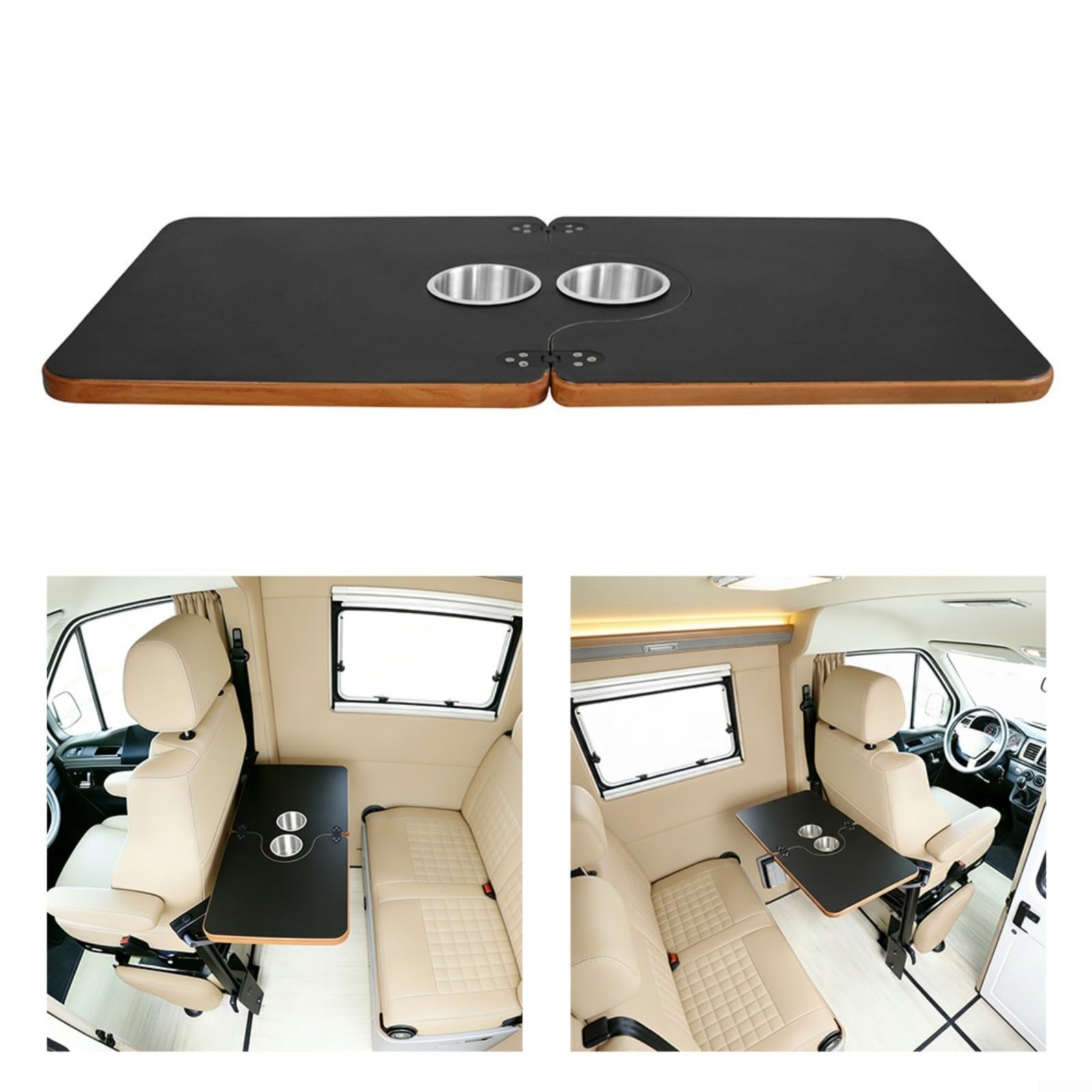 Faltbarer RV-Tisch Mit 2 Becherhaltern, 750X390 Mm, Klappbare Tischplatte Für Camper, Van, Wohnmobil, Boot, Yacht, Camping, Arbeit
