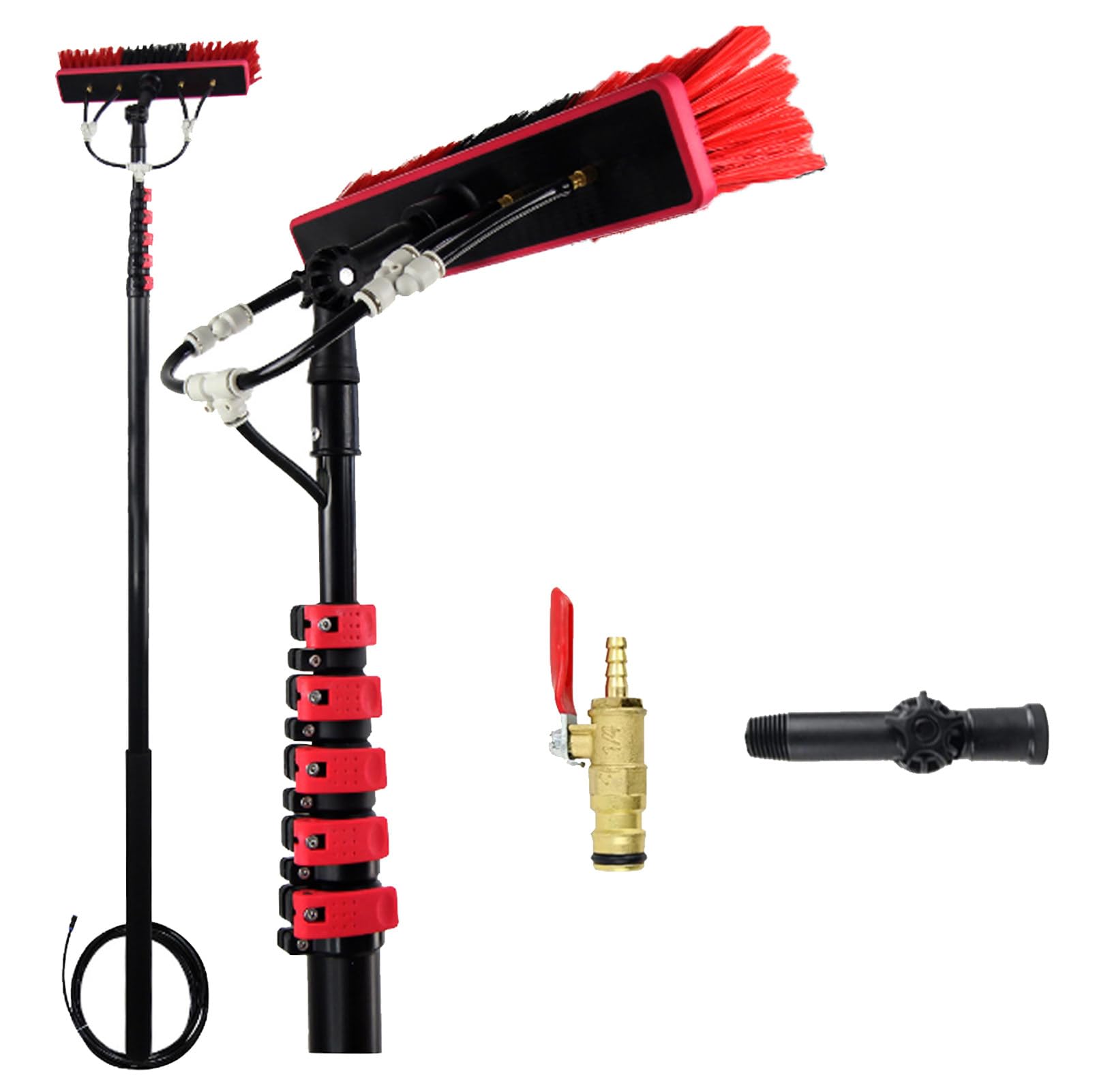 OLSKFUH Telescopic Window Cleaner Kit - 18Ft Extendable Water Fed Pole With Brush Perfect For Cleaning Solar Panels And Window Glass 5.4M High Reach Solution,size_name-10.8M/36FT